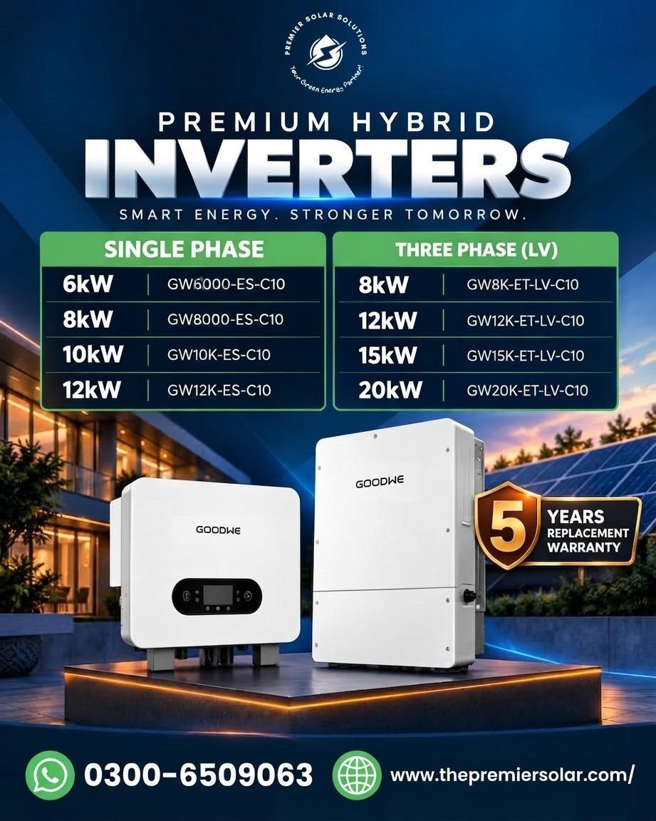 GoodWe Hybrid Solar Inverters Range (Single to Three Phase)